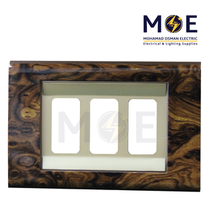 Abbas Margo Cover Plate Gold Matt*Wooden Aro 3module | 2900-10-MRG-ADP | بلاك مثلث مارغو ذهبي مات على خشبي ارو مع ادبتر