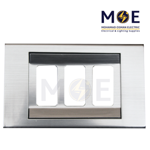 Abbas Margo Cover Plate Stain Chrome*Stain Chrome 1module | 2900-15-MRG-ADP | بلاك مفرد مارغو ستاين كروم على ستاين كروم مع ادبتر