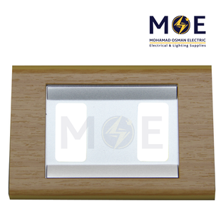Abbas Margo Cover Plate Steel*Aro Light 2module | 2900-11-MRG-ADP | بلاك مجوز مارغو ستانلس على سندياني ارو فاتح مع ادبتر