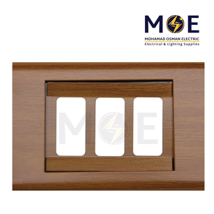 Abbas Margo Cover Plate Wooden Cherry*Wooden Cherry 3module | 2900-02-MRG-ADP | بلاك مثلث مارجو خشبي كرزي على خشبي كرزي مع ادبتر