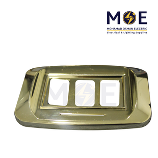 Abbas Mirna Cover Plate Gold Gloss*Gold Gloss 3module | 2400-03-MRN-ADP | بلاك مثلث ميرنا ذهبي على ذهبي مع ادبتر