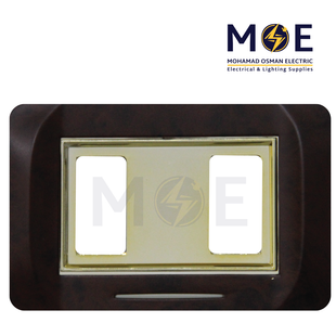 Abbas Mirna Cover Plate Gold*Abanos Delux Matt 2module | 2400-18-MRN-ADP | بلاك مجوز ميرنا ذهبي على بني ابانوس فاخر مات مع ادبتر