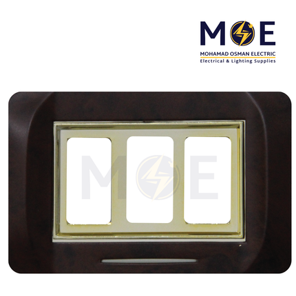 Abbas Mirna Cover Plate Gold*Abanos Delux Matt 3module | 2400-18-MRN-ADP | بلاك مثلث ميرنا ذهبي على بني ابانوس فاخر مات مع ادبتر