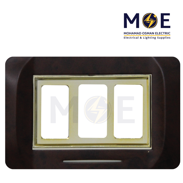 Abbas Mirna Cover Plate Gold*Abanos Delux Matt 3module | 2400-18-MRN-ADP | بلاك مثلث ميرنا ذهبي على بني ابانوس فاخر مات مع ادبتر