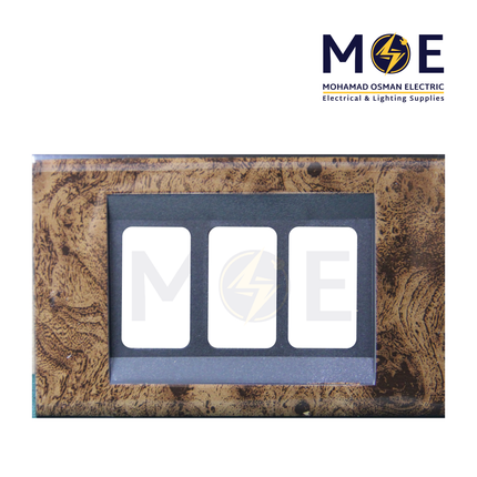 Abbas Nova Cover Plate Wooden Aro 3module | 2201-04-NOV | بلاك مثلث خشبي ارو