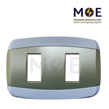Abbas Yasmin Cover Plate Gold Matt*White 2module | 2500-06-ysn-ADP | بلاك مجوز ذهبي مات على ابيض مع ادبتر
