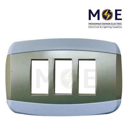 Abbas Yasmin Cover Plate Gold Matt*White 3module | 2500-06-ysnI-ADP | بلاك مثلث ذهبي مات على ابيض مع ادبتر