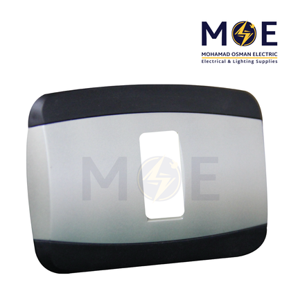 Abbas Yasmin Cover Plate Steel*Black 1module | 2500-05-ysn-ADP | بلاك مفرد ستانلس على اسود مع ادبتر