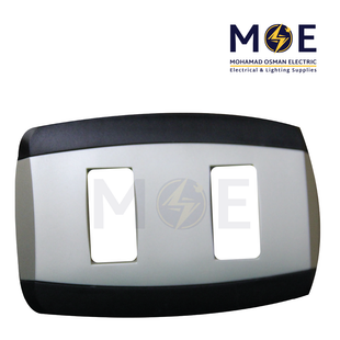 Abbas Yasmin Cover Plate Steel*Black 2module | 2500-05-ysn-ADP | بلاك مجوز ستانلس على اسود مع ادبتر