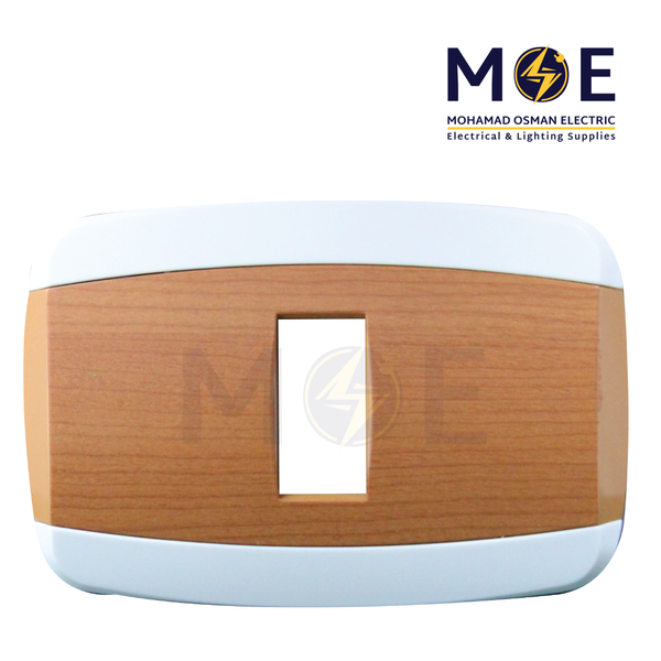 Abbas Yasmin Cover Plate Wooden Cherry*White 1module | 2500-03-ysn-ADP | بلاك مفرد خشبي كرزي على ابيض مع ادبتر