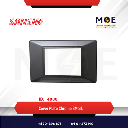 Sanshe Cover Plate Chrome 3module | KH83-266 | بلاك بلاستيك كروم غامق