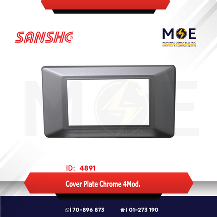 Sanshe Cover Plate Chrome 4module | KH834-209 | بلاك بلاستيك كروم ناشف