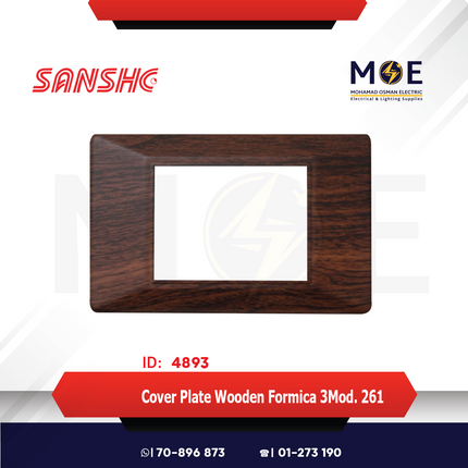 Sanshe Cover Plate Wooden Formica 3module 261 | KH83-261 | بلاك بلاستيك فورميكا خشبي