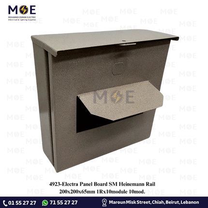 Electra Panel Board SM Heinemann Rail 200x200x65mm 1Rx10module 10mod. | تابلو حديد اشتراك سكة هنمن