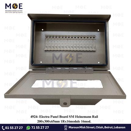 Electra Panel Board SM Heinemann Rail 200x300x65mm 1Rx16module 16mod. | تابلو حديد اشتراك سكة هنمن
