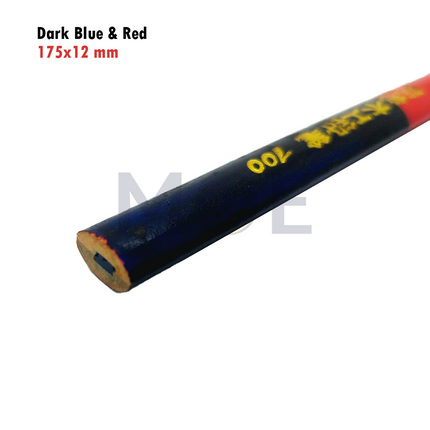 Carpenter Pencil Wood | Two Colors Woodworking Pencil Dark Blue & Red 175x12 mm