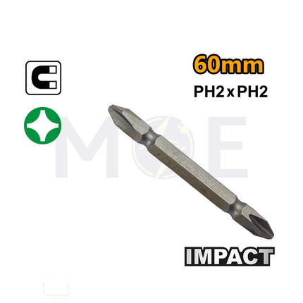 Impact Screwdriver Bit PH2 Double Ended Aa 60mm