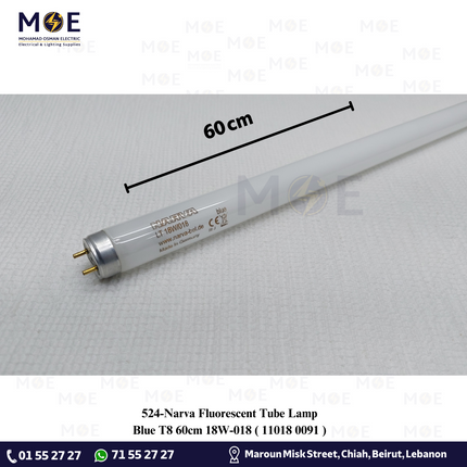 Narva Fluorescent Tube Lamp Blue T8 60cm 18W / 018 | 11018 0091 | لمبة فلورسنت تيوب ازرق