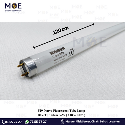 Narva Fluorescent Tube Lamp Blue T8 120cm 36W | 11036 0125 | لمبة فلورسنت تيوب ازرق