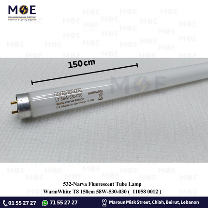 Narva Fluorescent Tube Lamp WarmWhite T8 150cm 58W / 530-030 | 11058 0012 | لمبة فلورسنت تيوب ورم وايت