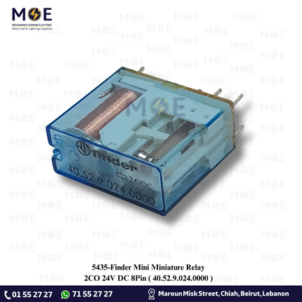 Finder Mini Miniature Relay 2CO 24V DC 8Pin | 40.52.9.024.0000 | ريليه ميني