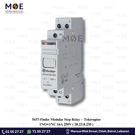 Finder Modular Step Relay / Telerruptor 1NO+1NC 16A 250V | 20.23.8.230 | تيليربتور
