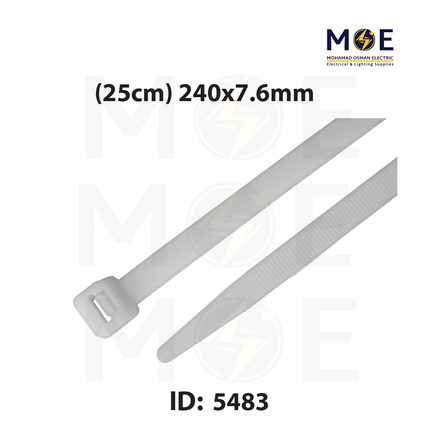 KSS Cable Tie White ( 25cm ) 240x7.6mm | CV-240L | رباط بلاستيك عريض ابيض