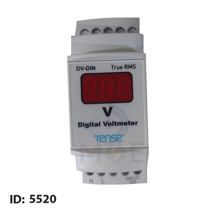 Tense Multi-Function 1 Phase Digital Voltmeter - Ammeter Din With CT 150-270V AC 1-100A 2module | DAV-DIN-120CT | ساعة امبير و فولت على سكة مع كعكة واحد فاز