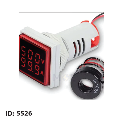 Leaglo Signal Lamp Square Volt/Ampere Panel Mount Red 220V AC 22mm | AD22-22VAM-S-RD | لمبة اشارة مربعة امبير و فولت مع كعكة احمر