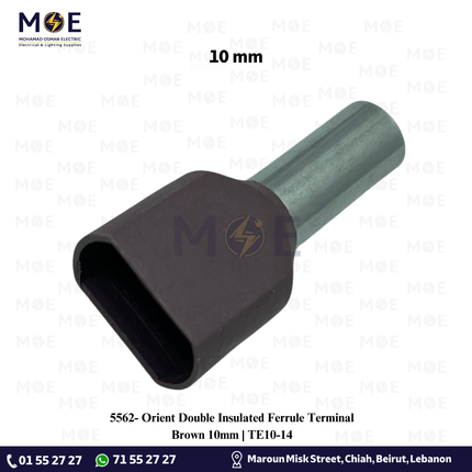 Orient Double Insulated Ferrule Terminal Brown 10mm | TE10-14 | كوس انبوب مجوز بني