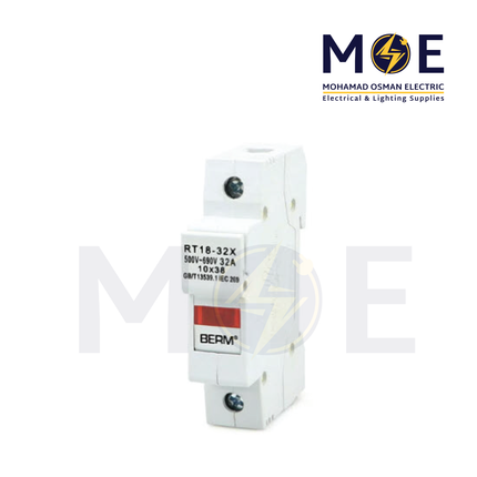 Power+ Din Fuse Holder With Indicator RT18-32X 22x58mm 32A 690V 1P 1module | RT18-32X | دجنتور بيت فيوز مفرد مع ضو - حامل فيوز على سكة دين - قاعدة فيوز