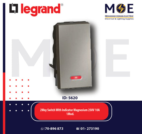 Legrand Arteor 2Way Switch With Indicator Magnesium 250V 10A 1module | 11572506 | مفتاح دركسيون مع اشارة مغنيسيوم