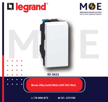 Legrand Mosaic 2Way Switch White 250V 1P 20A 1module | 1174036 | مفتاح دركسيون ابيض