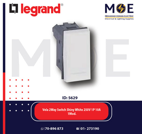 Legrand Vela 2Way Switch Shiny White 250V 1P 10A 1module | 11687003 | مفتاح دركسيون ابيض