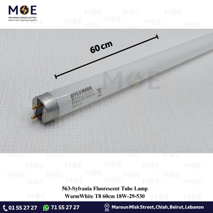 Sylvania Fluorescent Tube Lamp WarmWhite T8 60cm 18W / 29-530 | لمبة فلورسنت تيوب ورم وايت