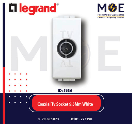 Legrand Vela Coaxial TV Socket 9.5mm White | 011687030 | بريز تلفزيون ابيض