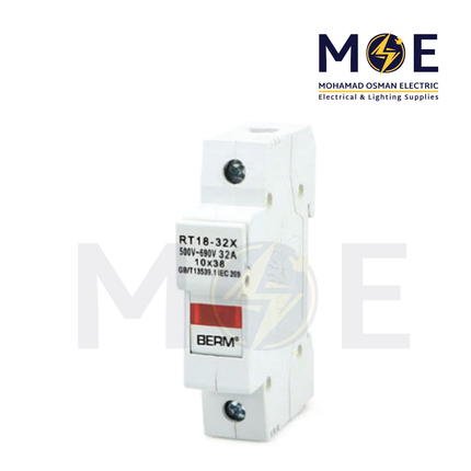 YRO Din Fuse Holder With Indicator 32A 690VAC 1P 1module | PV-32B AC 1P 32A | دجنتور بيت فيوز مفرد مع ضو - حامل فيوز على سكة دين - قاعدة فيوز