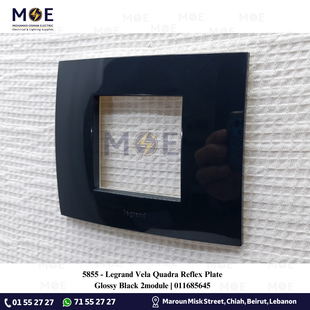 Legrand Vela Quadra Reflex Plate Glossy Black 2module | 011685645 | بلاك رفلكس اسود لميع