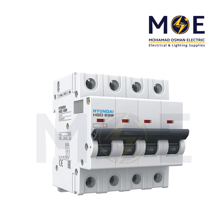 Hyundai MCB HGD63M 6KA 4P 63A | دجنتور كهرباء ثلاثة فاز مع نتر - قاطع كهربائي رباعي