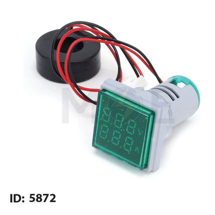 Leaglo Signal Lamp Square Volt/Ampere Green Panel Mount 220V AC 22mm | AD22-22VAM-S-GN | لمبة اشارة مربعة امبير و فولت مع كعكة اخضر