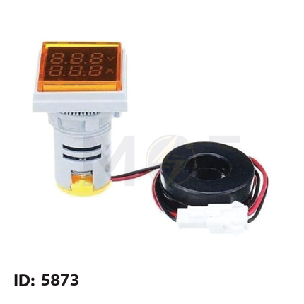 Leaglo Signal Lamp Square Volt/Ampere Yellow Panel Mount 220V AC 22mm | AD22-22VAM-S-YL | لمبة اشارة مربعة امبير و فولت مع كعكة اصفر