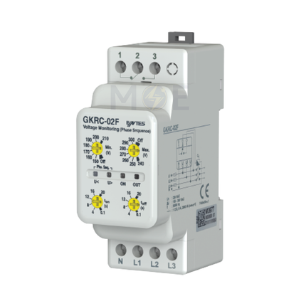 ENTES Over & Under Voltage Protection Relay 220V Din Delay Time 8A 230V AC 3P 2module | GKRC-02F | حماية فاز ثلاثة فاز