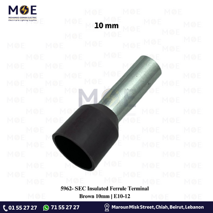SEC Insulated Ferrule Terminal Brown 10mm | E10-12 | كوس انبوب بني