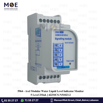 Avel Modular Water Liquid Level Indicator Monitor 5 Level 2Mod. | 422MCS-N51023-2 | علام مياه على سكةمستويات