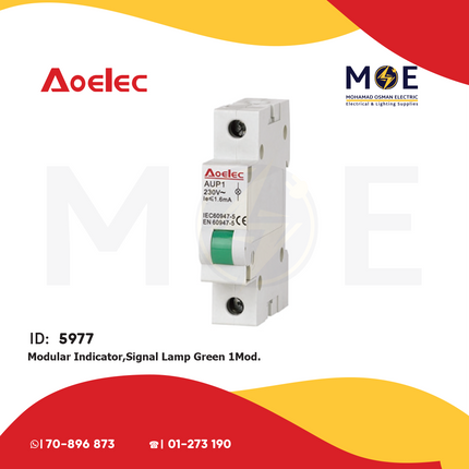 Aoelec Modular Indicator / Signal Lamp Green 1module | AUP1-GRE | دجنتور اشارة اخضر