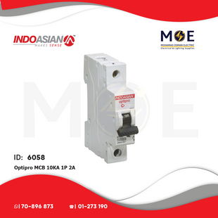 IndoAsian Optipro MCB 10kA 1P 2A | SPC2-811117x | دجنتور كهرباء مفرد - قاطع كهربائي
