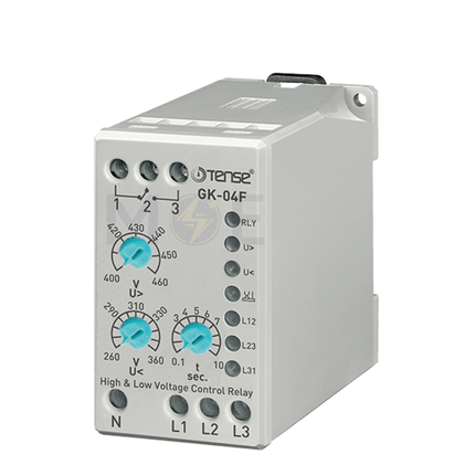 Tense Analogue Over & Under Voltage Protection Relay 220V DIN Delay Time 5A 250V AC 3P | GK-04F | حماية فاز ثلاثة فاز