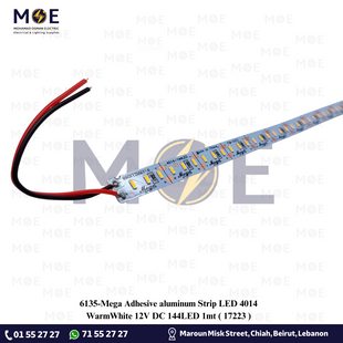 Mega Adhesive aluminum Strip Single LED 4014 WarmWhite 12V DC 144LED 1mt | 17223 | مسطرة شريحة ليد المنيوم تلزيق ورم وايت
