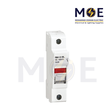 Power+ Din Fuse Holder With Indicator 10x38mm 32A 1000VDC | YCFPV-32-RT18PV-32X | دجنتور بيت فيوز مع ضو - حامل فيوز على سكة دين - قاعدة فيوز