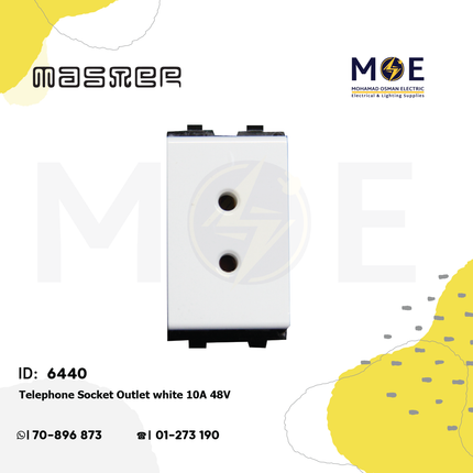 Master Telephone Socket Outlet White 10A 48V | 6010 | بريز تلفون ابيض